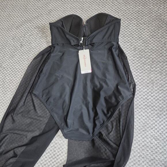 Curvy Kate Wrapsody Bandeau Swimsuit Black Size 32DD Mesh Coverup Beach CS005600 - Picture 2 of 8